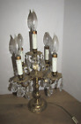 Vintage 5-Arm Electric Candleabra Glass Prims Table Lamp