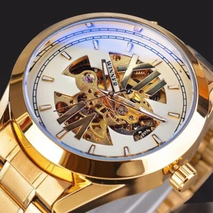 Top Brand Winner Watch Men's Business Auto Mechanical Wristwatch Steel Bracelet - Picture 1 of 7