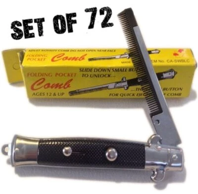 72 POCKET SWITCHBLADE PENTE FALSO DOBRÁVEL NOVIDADE FACA BRINQUEDO INTERRUPTOR LÂMINA PENTES - Imagem 1 de 4