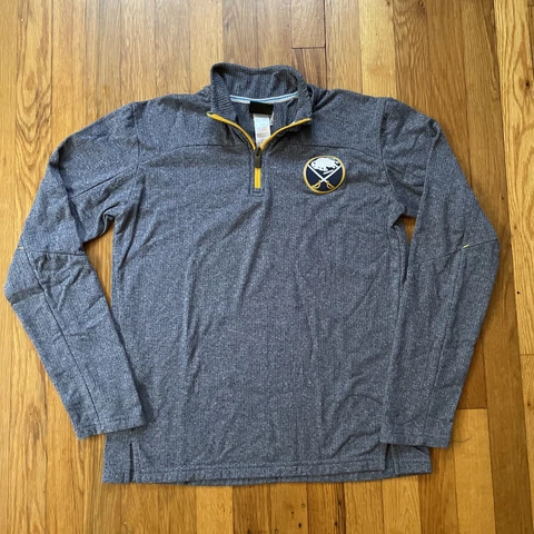 Buffalo Sabers Sweater Youth Large 1/4 Zip Long Sleeve Mock Athletic NHL Blue Cover