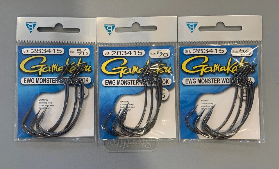 3 Packs Gamakatsu EWG Monster Worm Hook 5/0 283415 - Image 1 of 1