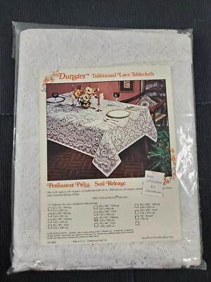 Dunster Traditional Lace Tablecloth 70" x 90" Oblong White Lace - Image 1 of 3