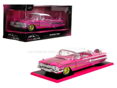 1:24 1960 Chevrolet Impala Low Rider -- Pink w/Pinstripes -- JADA: Pink Slips - image 1 of 4