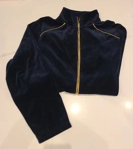 Quaker Facory Black Velevet-like Zip Up Jacket. Size LARGE - Picture 1 of 3