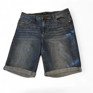 D. Jeans Damen 14W Denim Bermuda Shorts Rollbündchen dunkle Waschung 5 Pocket - Bild 1 von 11