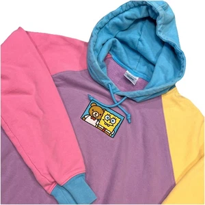 Teddy Fresh X SpongeBob Purple Pink Yellow Colorblock Hoodie Women's Size Large - Picture 1 of 14
