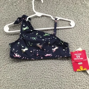 Pink Platinum Swim Toddler Unicorn Bikini Top Navy 3T - Picture 1 of 3