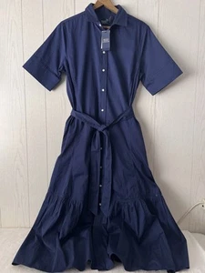 NEW Polo Ralph Lauren Tiered Poplin Shirtdress Classic Blue Sapphire Sz 10 NWT - Picture 1 of 18