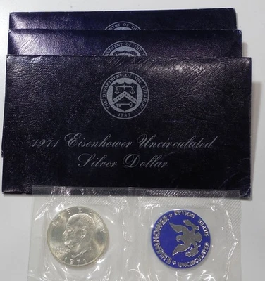 Lot of 4 * 1971 S Eisenhower Ike DOLLARs - 40% SILVER - Image 1 of 4