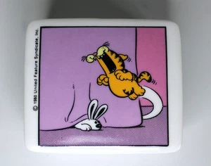 Garfield Enesco Ceramic Trinket Box 1980 E-7412 VTG - Picture 1 of 6