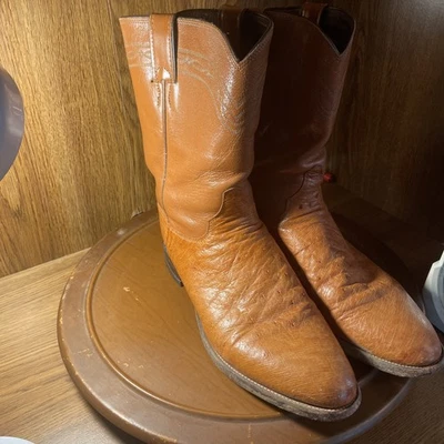 Мужские ковбойские сапоги Justin USA из коричневой страусиной кожи размер 10,5B - Изображение 1 из 4