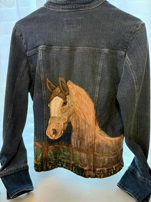 Chaqueta Vaquera "AMI" con Caballo Pintado a Mano Escena Occidental Talla Med Foto 1 de 3