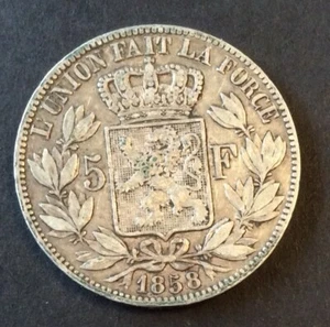 Belgique - Léopold Ier - Très Rare et Jolie 5 Francs 1858 - Tirage 18.512 Exemp - Bild 1 von 2