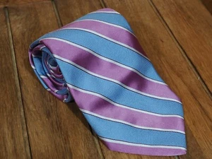 Brooks Brothers Seidenkrawatte goldenes Fleece lila blau gestreift Hergestellt in den USA - Bild 1 von 2