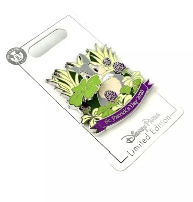 Prendedor Parques Disney Día de San Patricio Bambi Thumper 2020 Edición Limitada Plateado Foto 1 de 3