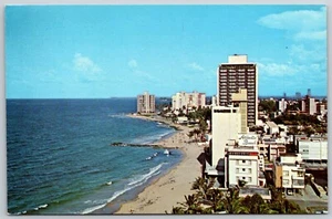 Postcard Greetings from Puerto Rico Section of the Gold Coast of San Juan - Picture 1 of 2