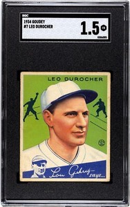 LEO DUROCHER 1934 Goudey Gum #7 SGC 1.5 FR ST LOUIS CARDINALS HOF Prewar Vintage