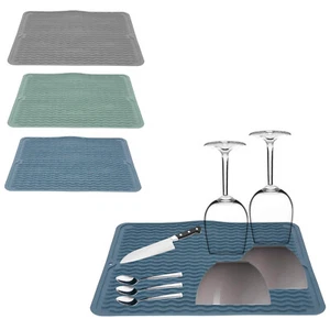 Geschirr Ablaufmatte Silikon Küche Besteck Abfluss Trocknungsunterlage Spülenschutz - Bild 1 von 16