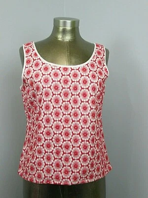 Top floral sin mangas Willi Smith para mujer talla 8 pecho 38 blanco y rojo 210-22234 Foto 1 de 4