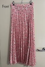 ASOS DESIGN Satin Pleated Midi Skirt In Pink Floral Print Size 18 - No Tags
