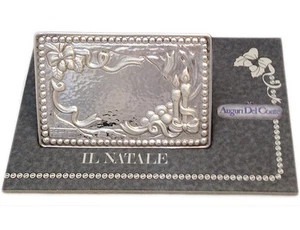 TARGA DI AUGURI DI NATALE ARGENTO 925 IDEA REGALO NUOVO CHRISTMAS BEST WISHES - Picture 1 of 1