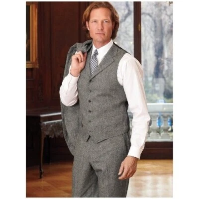 $550 NUEVO CON ETIQUETAS PAUL FREDRICK 40R eu50 Gris Donegal Tweed Hombres 3 Piezas Traje de Lana de Campo Foto 1 de 4