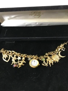 Kirks Folly Charm/Watch Bracelet w/ Cherubs, Hearts, Moon, Stars, Sun, Anchor - Picture 1 of 9