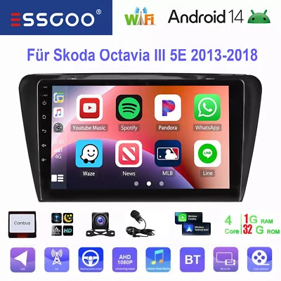 AHD+MIC Android14 Carplay Nav GPS Für Autoradio SKODA Octavia III 3 5E 2013-2018 - Bild 1 von 4