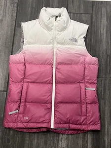 The North Face Nuptse 700 Down Puffer Vest Jacket Purple White Women MED Hombre - Picture 1 of 12