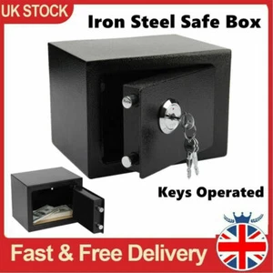 Iron Steel Key Operated Safe Box Gun Ammunition Security Home Office - Picture 1 of 12
