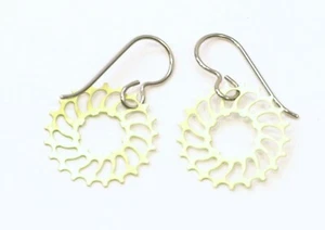 Boone Titanium Single Speed Cog Sprocket Earrings Yellow Made in USA - Picture 1 of 1