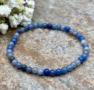 Natural Blue Aventurine 4mm Beaded Crystal Healing Stretch Handmade Bracelet - Picture 1 of 6