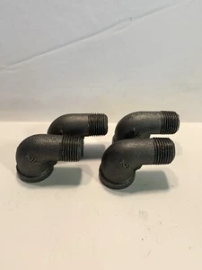 Lot Of 4 Malleable Iron 90 Degree 1/2” FPT x 1/2” MPT Street Elbow Black - Picture 1 of 4