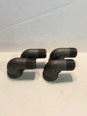 Lot Of 4 Malleable Iron 90 Degree 1/2” FPT x 1/2” MPT Street Elbow Black - Image 1 of 4