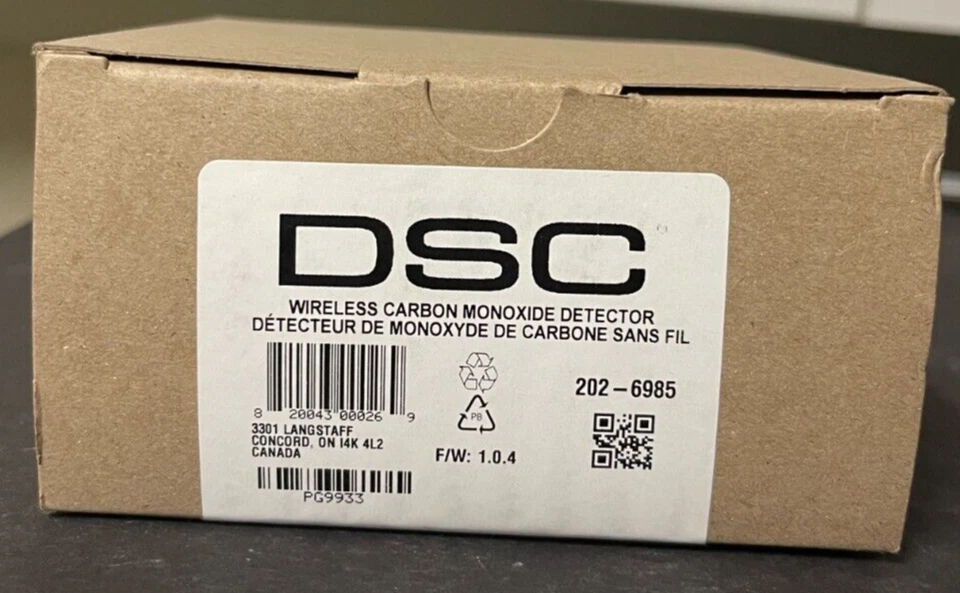 DSC Tyco PG9933 PowerG Wireless Carbon Monoxide CO Detector 88030615 Qolsys
