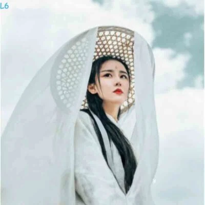 Hada Mujeres Douli Bambú Sombrero Blanco Velo Largo Antiguo Hanfu Protector Solar Gorra Propulsor Foto 1 de 4