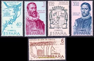 EBS España 1968 - Exploradores de América (IX) - Michel 1782-1786 - Estampillada sin montar o nunca montada** - Imagen 1 de 6