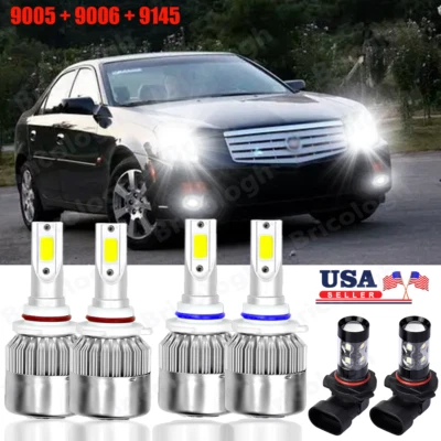For Cadillac CTS 2003 2004 2005 2006 2007 Combo LED Headlight Fog Light 6*Bulbs - Image 1 of 4