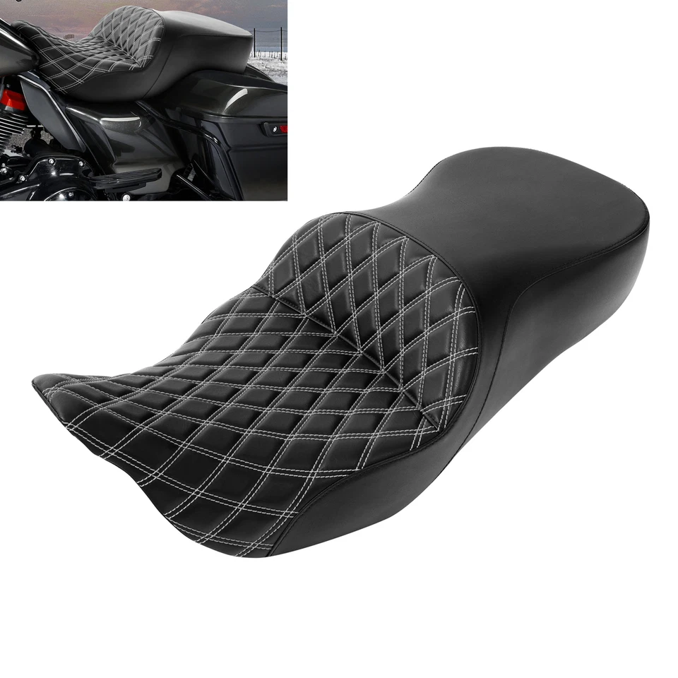 Cojín de asiento de conductor + pasajero apto para Harley Touring Road Glide 2009-23 Foto 1 de 4