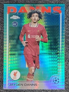 2024-25 Topps Chrome Jayden Danns 196/199 Green Refractor RC Liverpool England - Picture 1 of 2