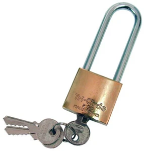 LONG SHACKLE BRASS BODY PADLOCK  - Picture 1 of 4