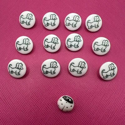 12 pequeños botones vintage de vidrio para cachorro perro + Ladybug extra Foto 1 de 4
