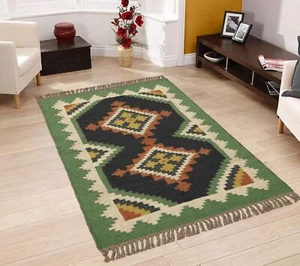 Jute Rug Kilim Handwoven Wool Rug Vintage Kilim Rug Traditional Kilim Rugs Mat - Picture 1 of 11