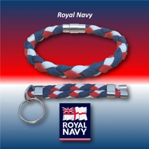 Military - Royal Navy Woven Round Braid Bracelet & Keyring. - Picture 1 of 4