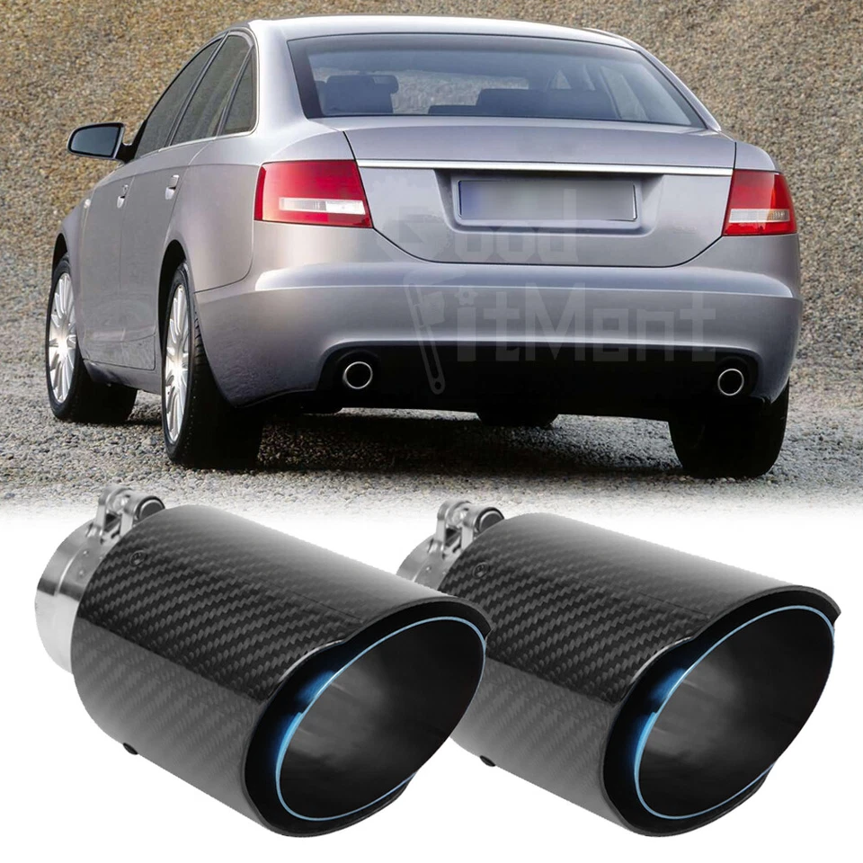 Puntas de escape de carbono tubo silenciador trasero 2,5" entrada 3,5 salida para Audi A6 1998-2016 Foto 1 de 4