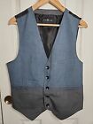Marc Ecko Cut & Sew Vest Blue Black Gray Colorblock Button w/ Backstrap Men Sz M