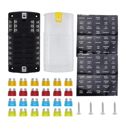 Durable 100A 32V 12 Way Blade Fuse Block Fuse Box For Car Truck Boat Marine - Image 1 of 4