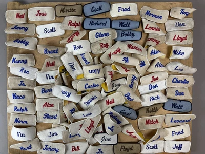 #5 WHOLESALE Vtg Lot 100 1970s Embroidered Cloth Name Uniform Patches - Image 1 of 4