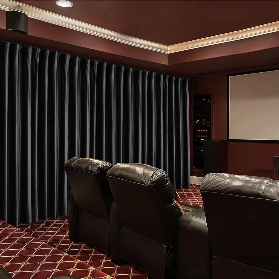 Fcosie Movie Curtains for Home Theater, 100" W x 96" L Super Soft Luxury Velvet - Image 1 of 4
