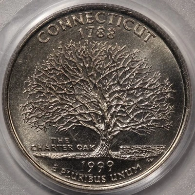 1999-D Connecticut State Quarter PCGS MS-66 - Old Series Holder - Image 1 of 4